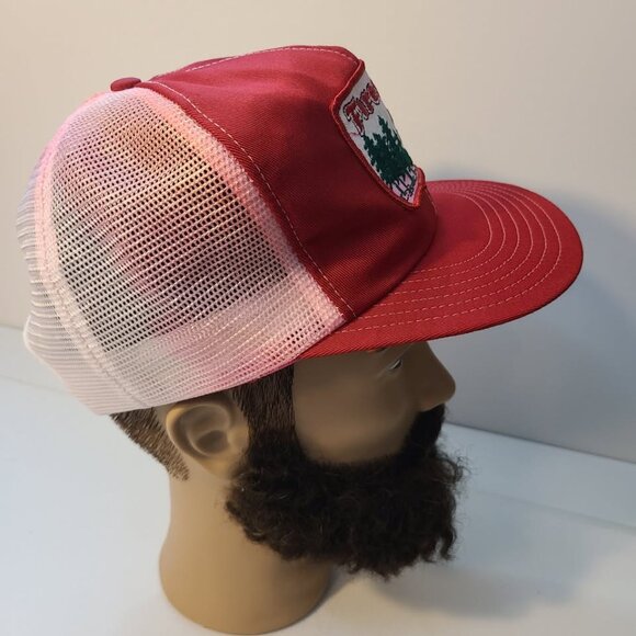Vintage 90s Trucker Hat Firestone Forestry Tires Patch Mesh Adjustable Hat - Picture 5 of 8